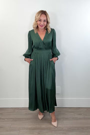Hale Bob Adriel Solid V-Neck 3/4 Sleeve Long Dress