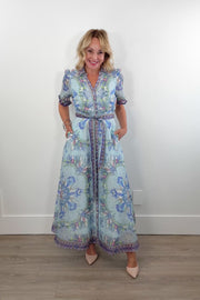 Hale Bob Cosette Short Sleeve Button Up Long Dress