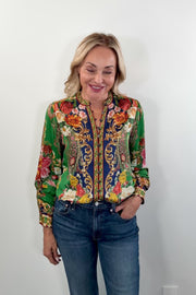 Hale Bob Mazie Guilded Rose Printed Blouse