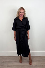 Z Supply Brise Linen Midi Dress in Black