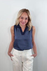 Melissa Nepton Fye Satin & Knit Top