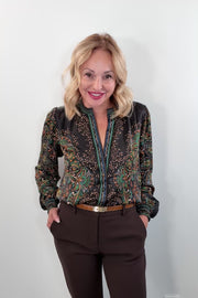 Hale Bob Romee Jewel Night Silk Printed Blouse