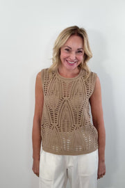 Melissa Nepton Dali Light Crochet Top in Cafe