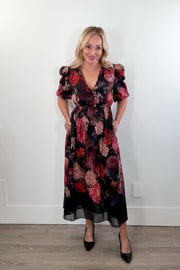 Hale Bob Fleur Midnight Garden Print Long Dress