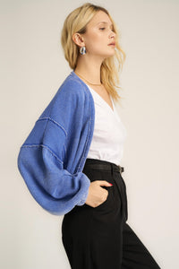 Project Social T Too Cool Seamed Burnout Shrug in Blue Moon