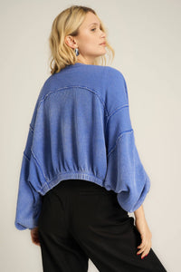 Project Social T Too Cool Seamed Burnout Shrug in Blue Moon