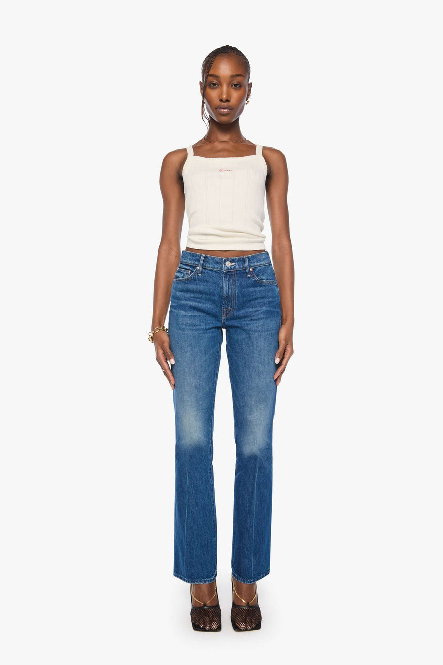 high waisted light wash straight leg jeans