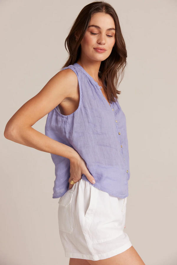 Bella Dahl Sleeveless Shirred Shoulder Blouse in Purple Iris - Size L Available