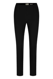 black high-waisted slim-fit ankle-length pants, front