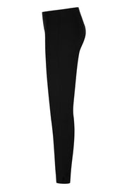 black high-waisted slim-fit ankle-length pants, side