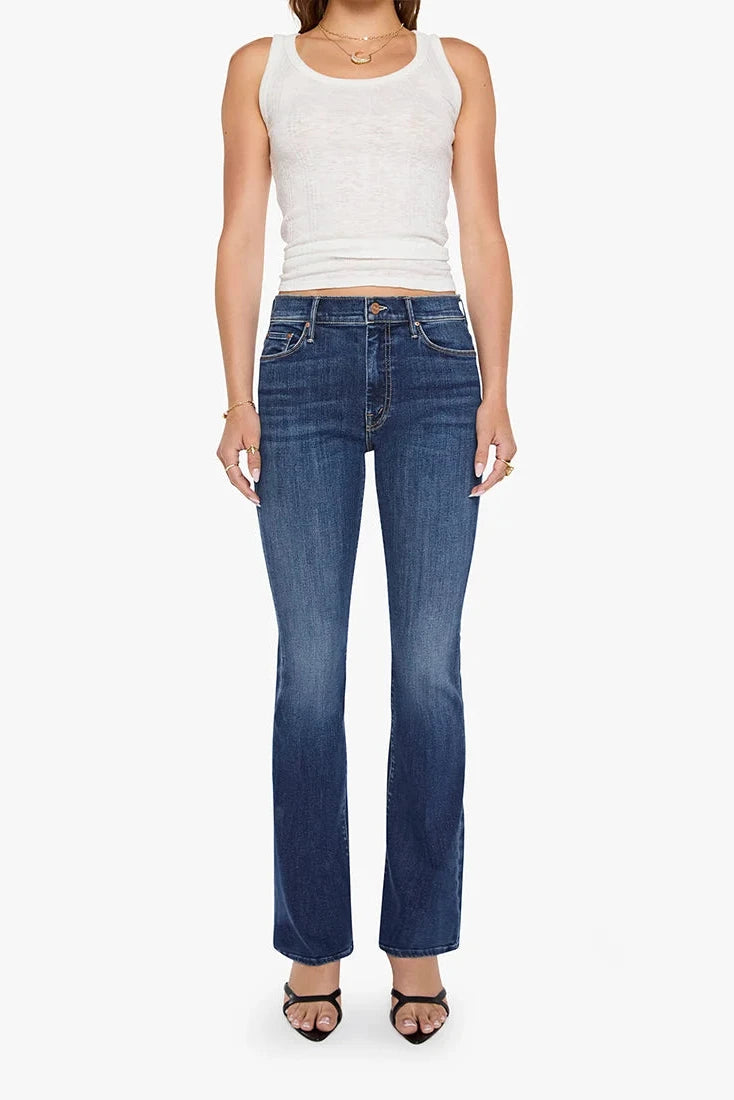 high waisted dark blue jeans 