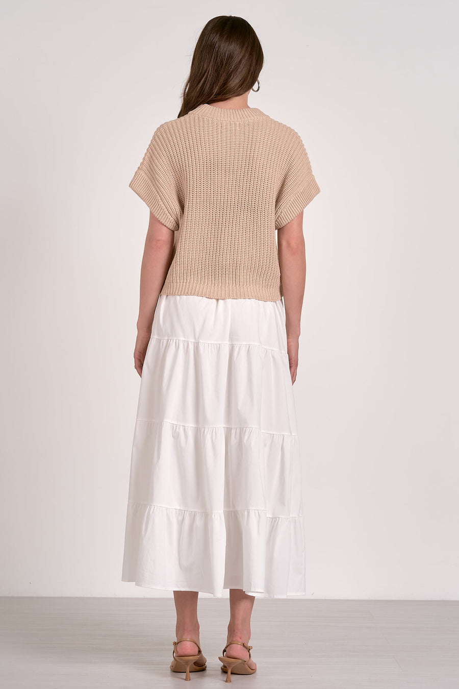 Elan Short Sleeve Mixed Media Dress
