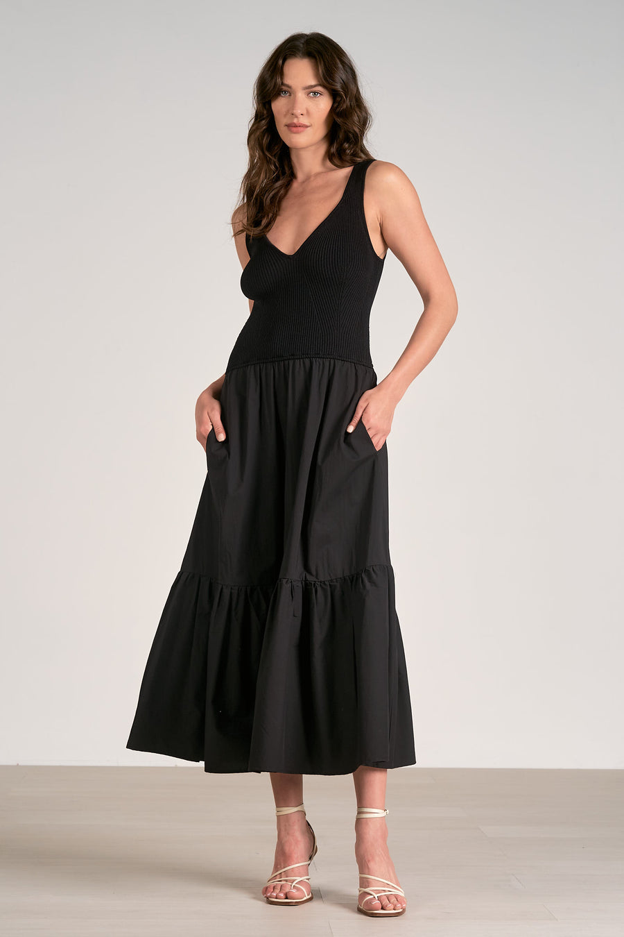 Elan Suki Mixed Media Tank Dress