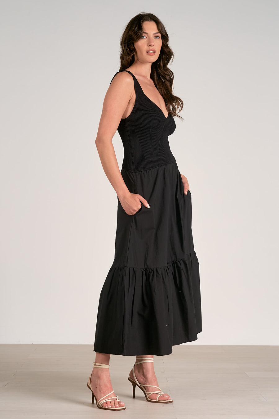 Elan Suki Mixed Media Tank Dress