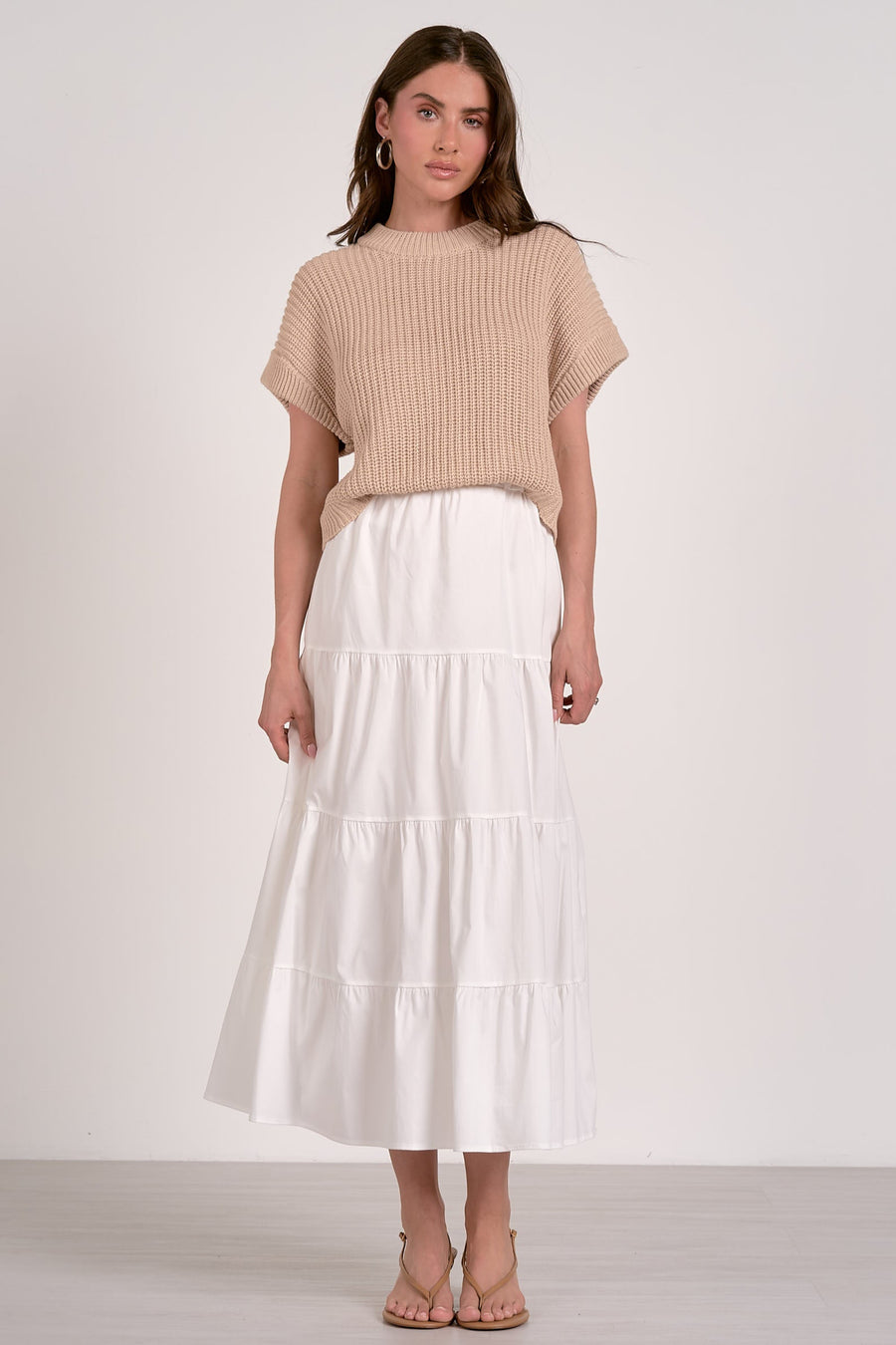 Elan Short Sleeve Mixed Media Dress