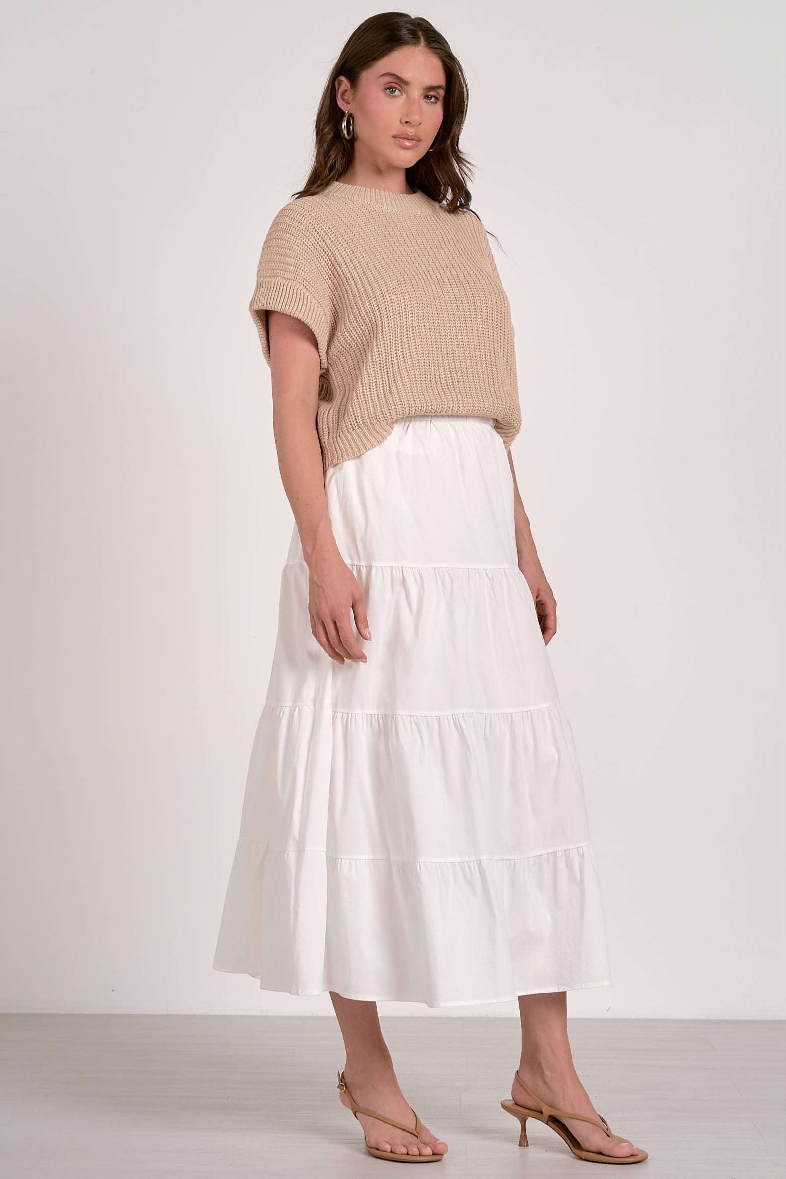 Elan Short Sleeve Mixed Media Dress