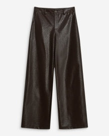 brown textured wide-leg pants on a white background