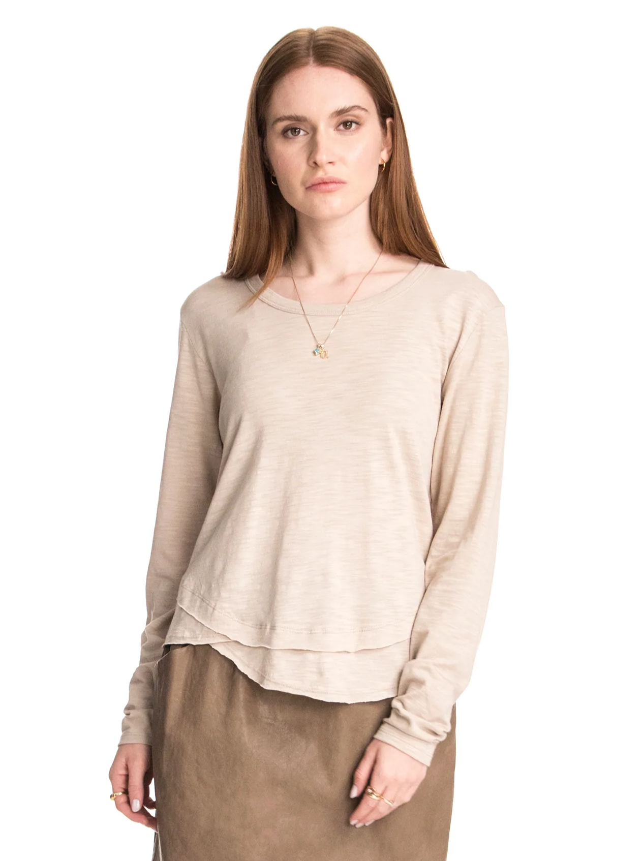 CHRLDR Ava Long Sleeve Tee in Taupe - Size L Available
