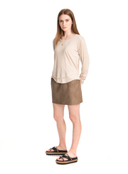 CHRLDR Ava Long Sleeve Tee in Taupe - Size XS Available