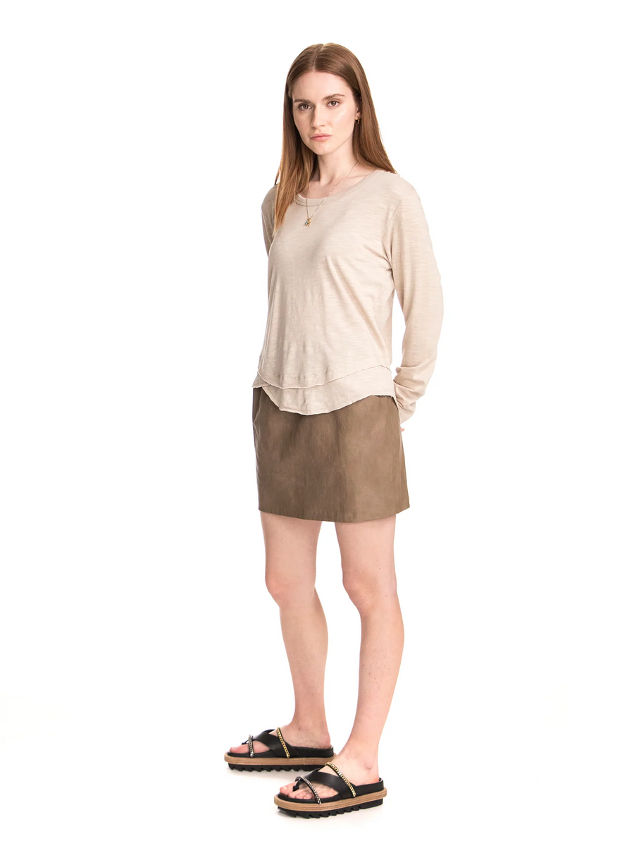 CHRLDR Ava Long Sleeve Tee in Taupe - Size XS Available