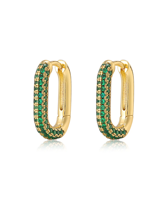 Luv AJ Pave Chain Link Huggies Earings