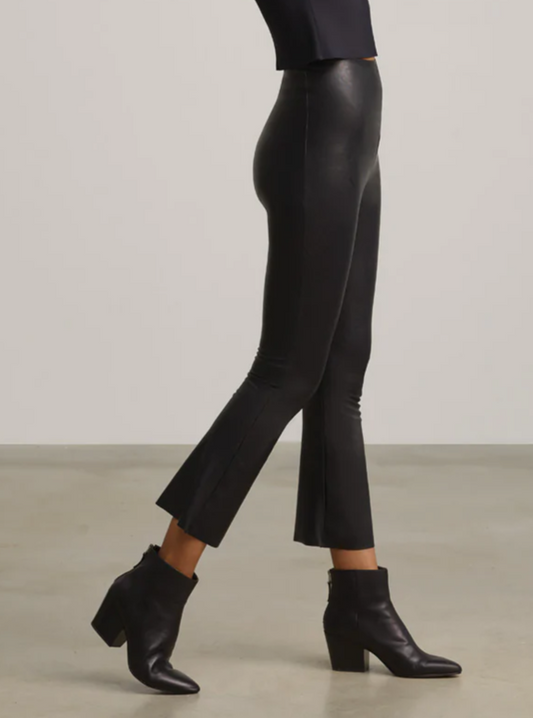 Commando Faux Leather Cropped Flare in Black