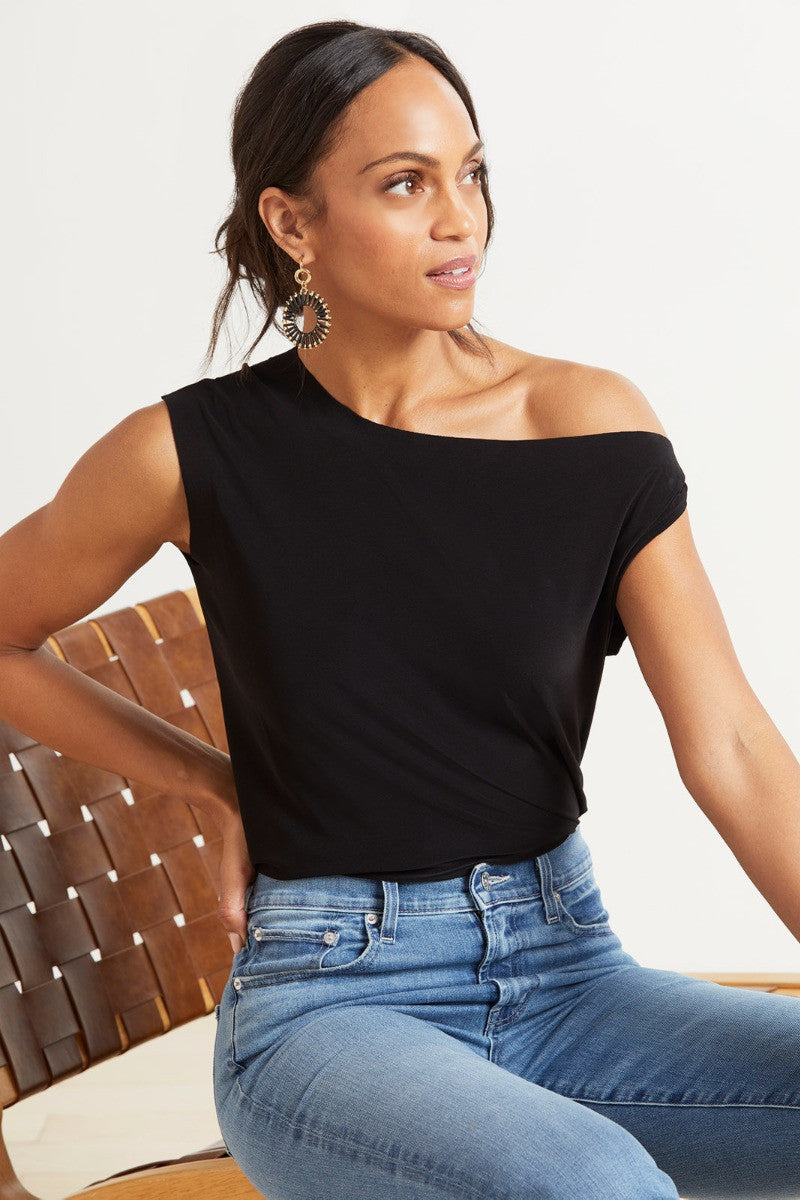 Norma Kamali Drop Shoulder Top in Black - Size XS Available