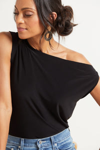 Norma Kamali Drop Shoulder Top in Black - Size XS Available